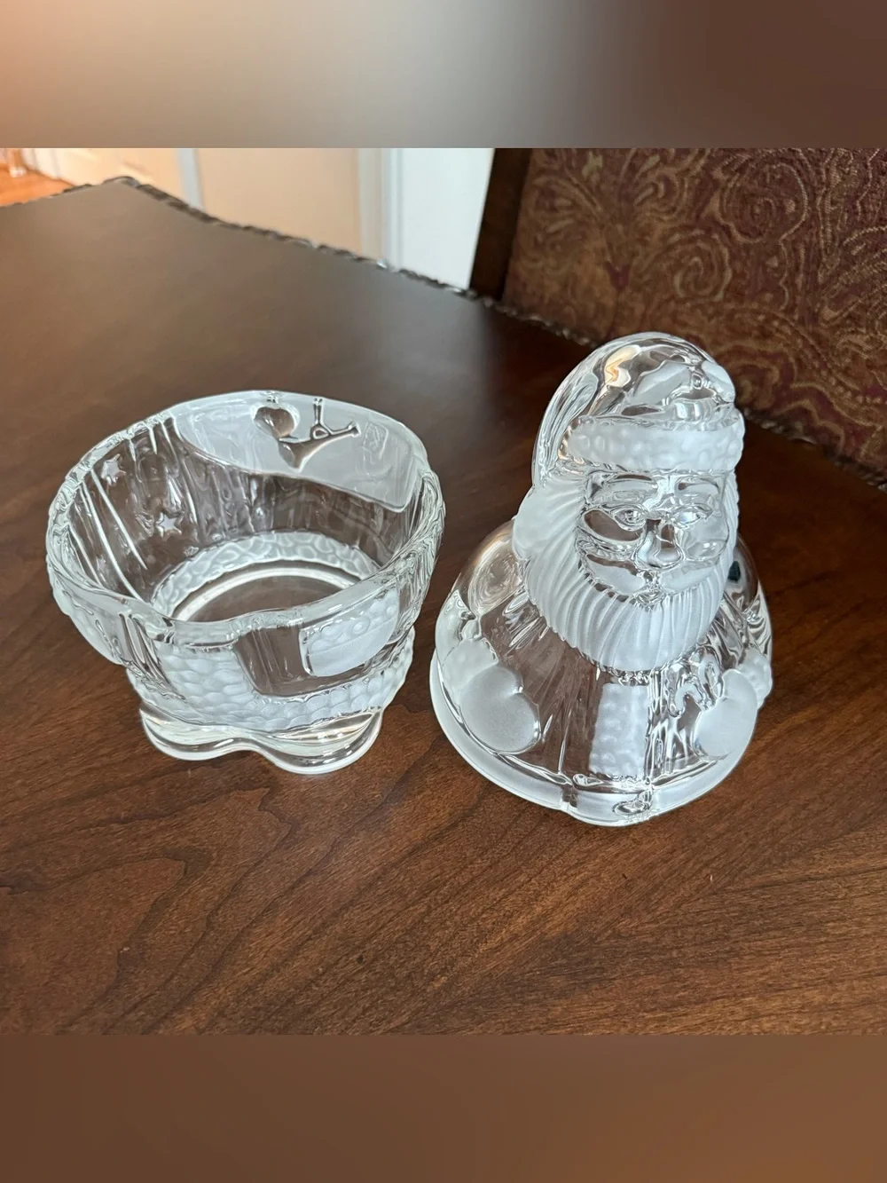 Vintage Gorham Holiday Traditions Santa Treat Jar Crystal Made In Germany